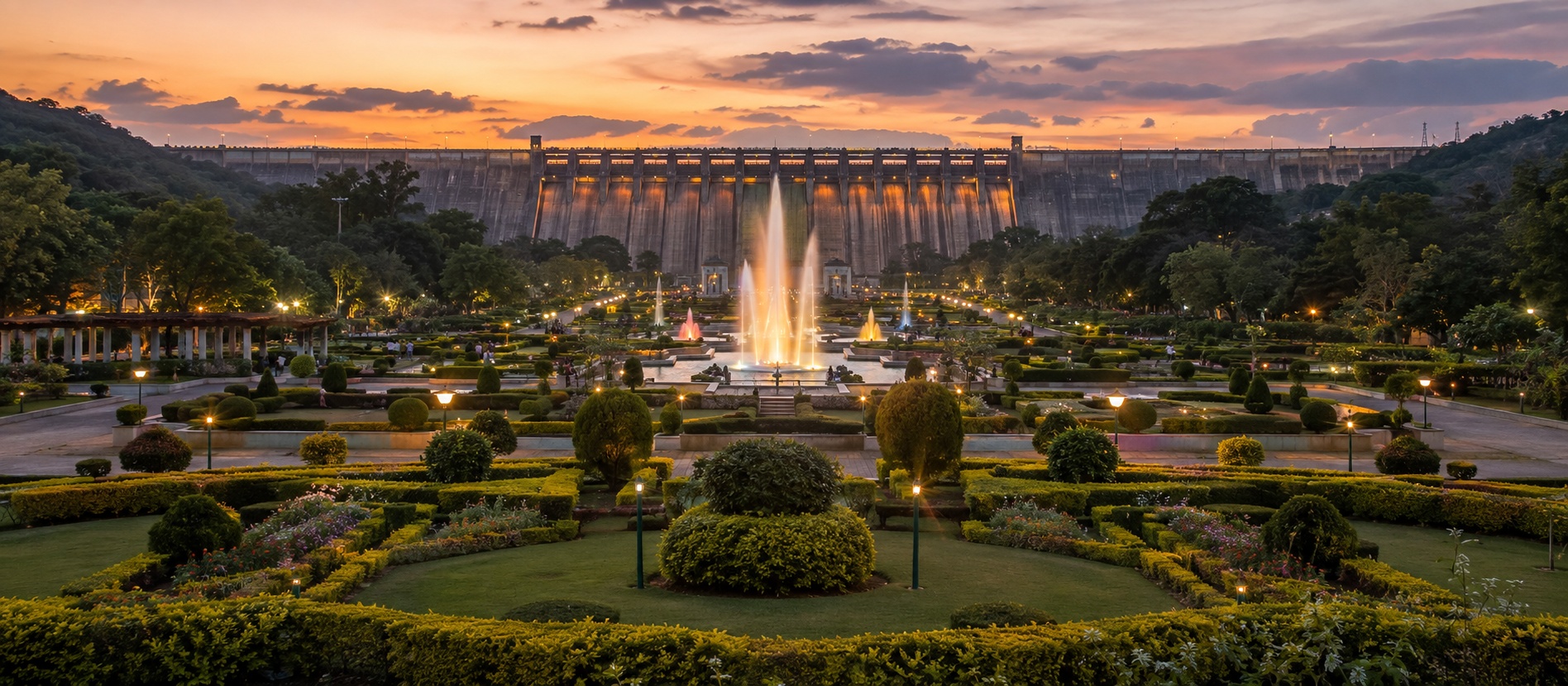 Brindavan Gardens musical fountain show, Mysuru