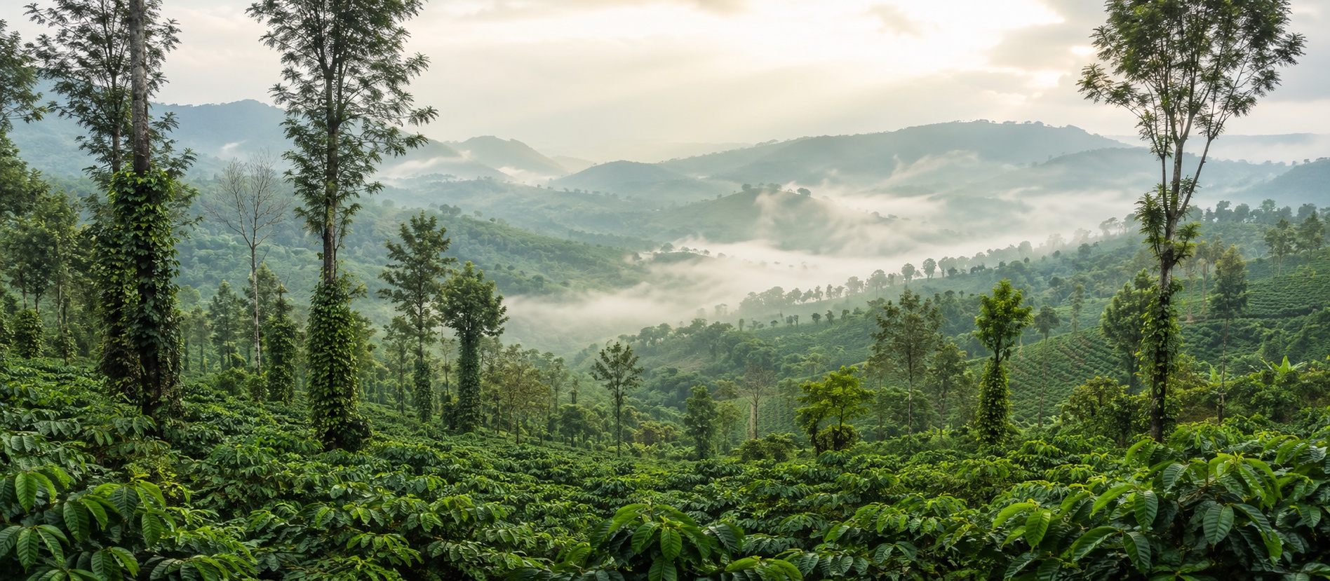 Coffee plantations and hills in Coorg, Madikeri