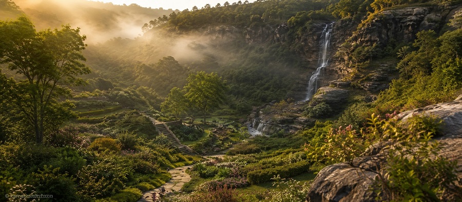 Hotel Mayura Nisarga Pearl Valley Muthyala Maduvu Anekal — KSTDC hilltop hotel with valley views and waterfall, 45km from Bangalore