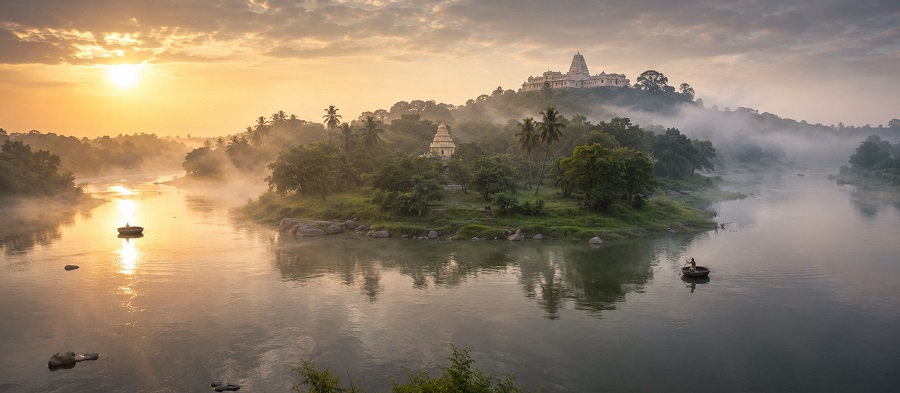 Hotel Mayura Riverview Srirangapatna — KSTDC hotel on Cauvery riverbank with river-facing cottages and coracle rides