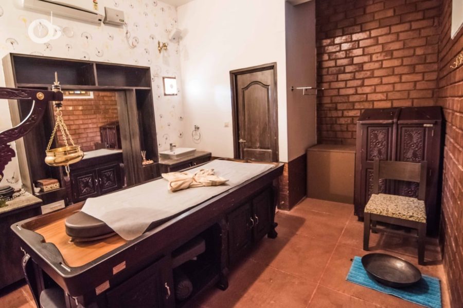 Ayurveda treatment room at Balkatmane