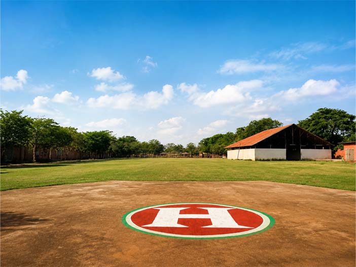 Private helipad at Vijayshree Resort, Hampi