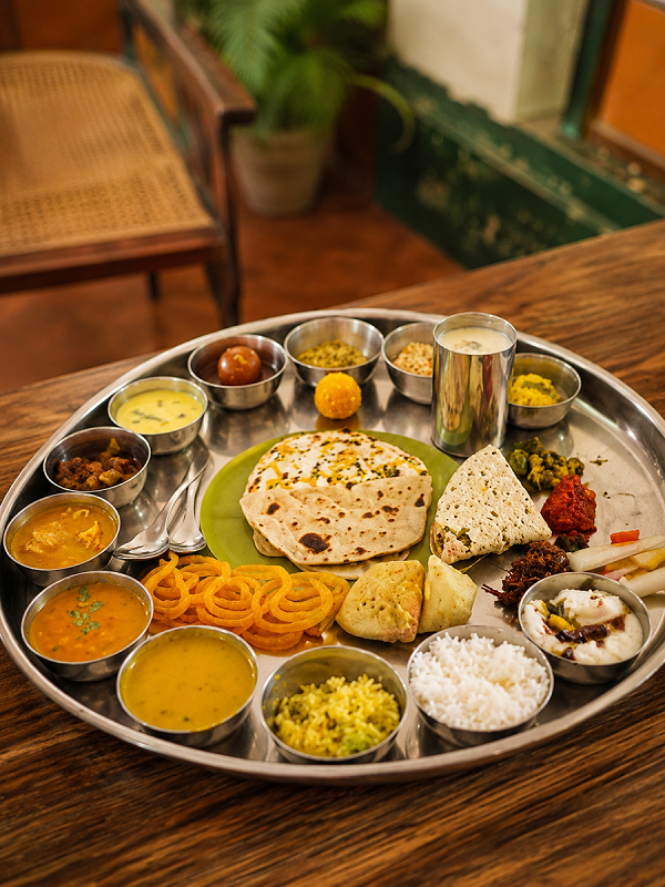 Royal Indian Thali served at Vijayshree Resort, Hampi